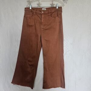 Sneek Peek Size 15/W32 Juniors Rust Wide Leg Raw Hem Crop Jeans Boho Artsy Retro